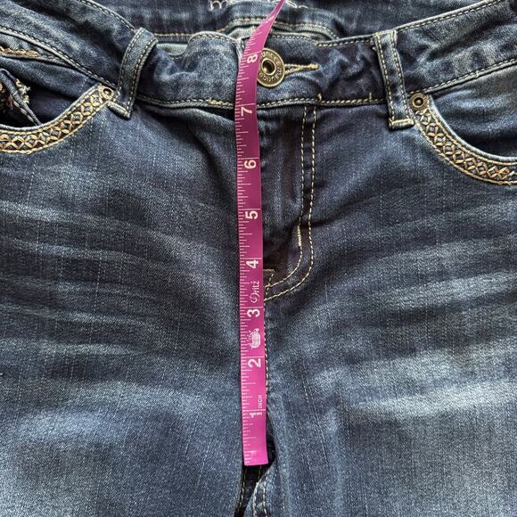 Maurices Jeans Womens Size 5/6 Long 6L Blue Embroidered pockets bootcut silver - Picture 9 of 16